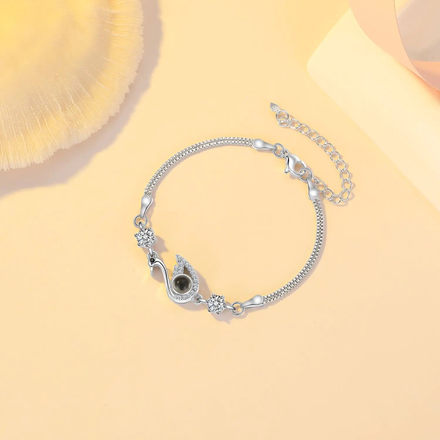 Pulsera de Cisne Negro con Circonio para Declaración de Moda